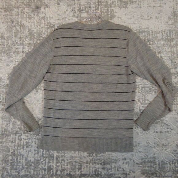 Smartwool Sweater Mens Small Gray Striped Merino Wool Long Sleeve Base Layer - Picture 9 of 11